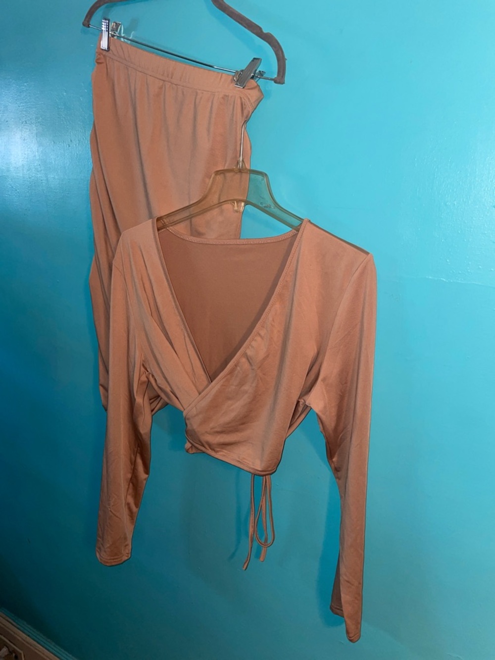 Women's Wrap Crop tops long sleeve set
